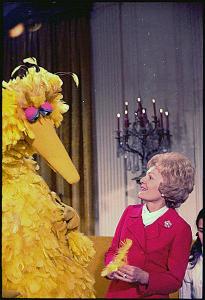 Pat Nixon with Big Bird