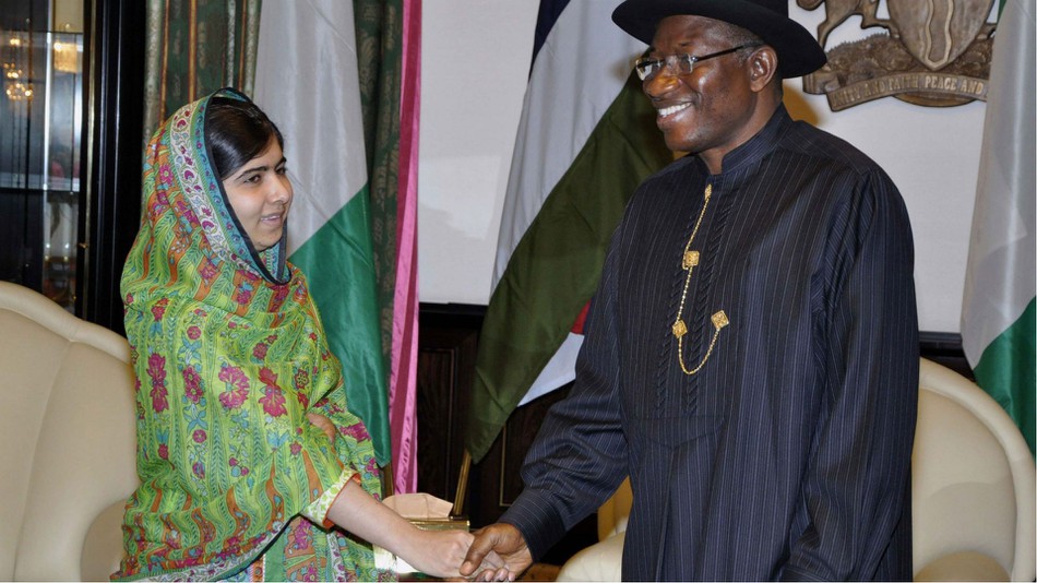 Malala Yousafzai with Goodluck Jonathan